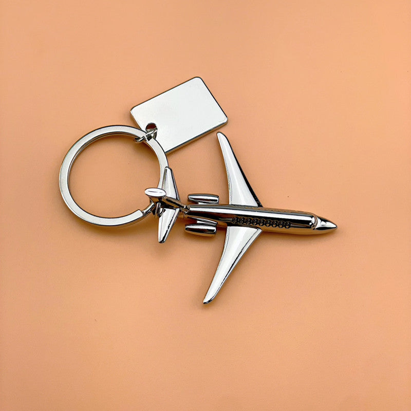 Cumoli Jet Aircraft Silver Keychain