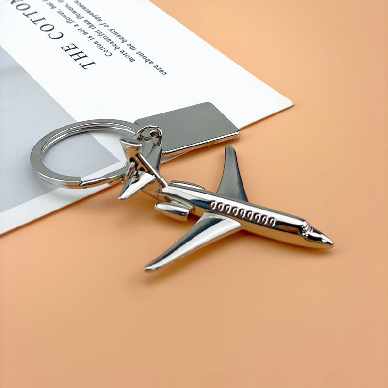 Cumoli Jet Aircraft Silver Keychain