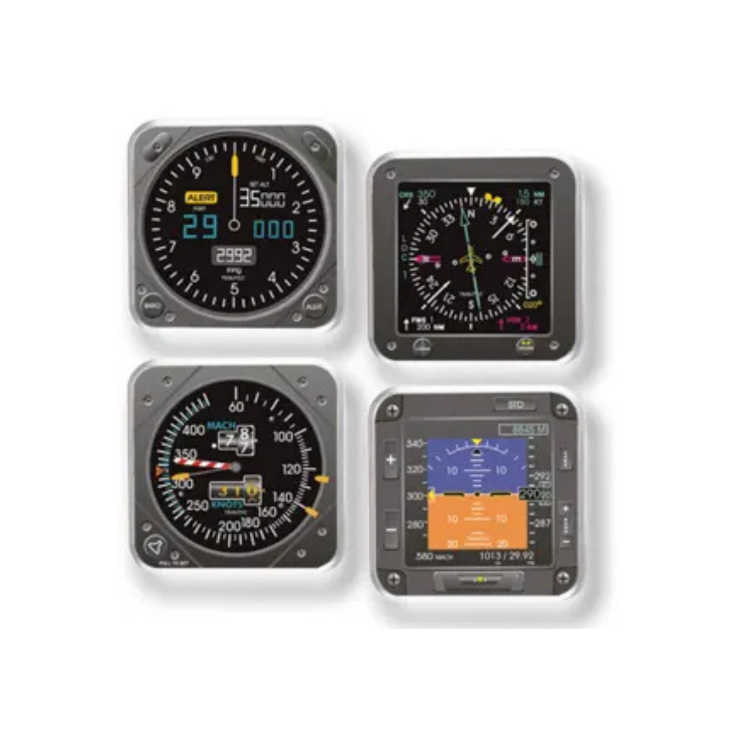 Modern 4-Piece Square Acrylic Instrument Coaster Set