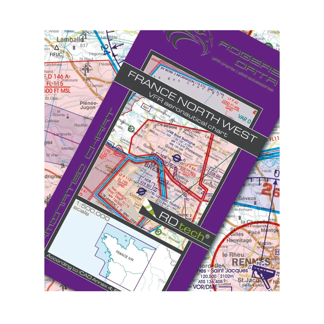 Rogers Data France North West VFR ICAO Aeronautical Chart Edition 2025 NEW