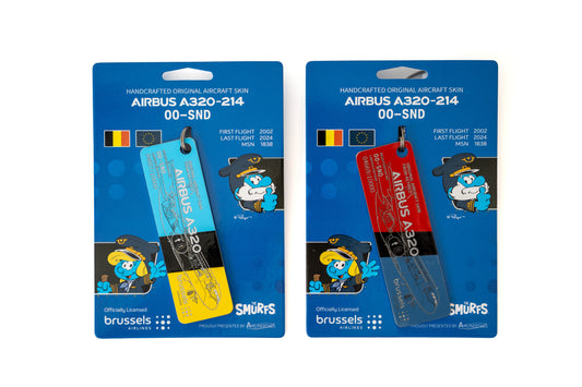 Brussels Airlines Upcycling Collection Airbus A320 OO-SND Airlinetag Key Ring (rectangle & multicolored)