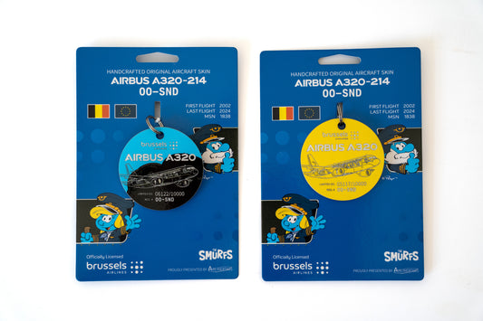 Brussels Airlines Upcycling Collection Airbus A320 OO-SND Airlinetag Key Ring (round & multicolored)