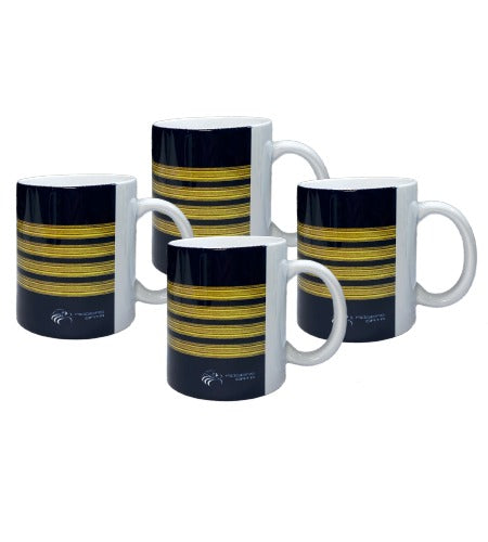 Coffee Mugs Pilot Captain Stripes (set of 4)