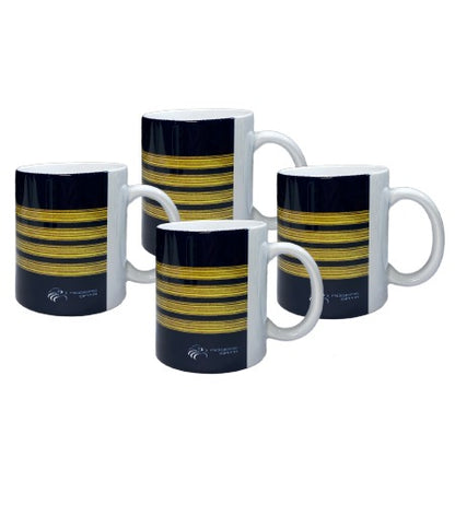 Coffee Mugs Pilot Captain Stripes (set of 4)