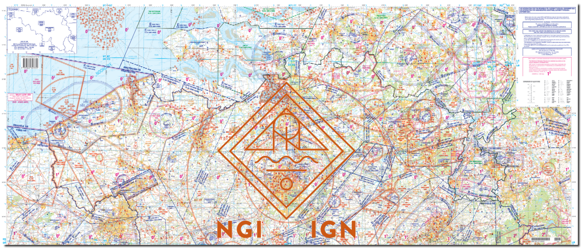 NGI Low Air VFR - chart Belgium 2025 (laminated & folded) NEW