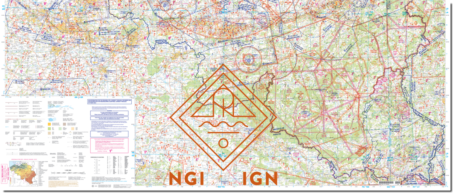 NGI Low Air VFR - chart Belgium 2025 (laminated & folded) NEW
