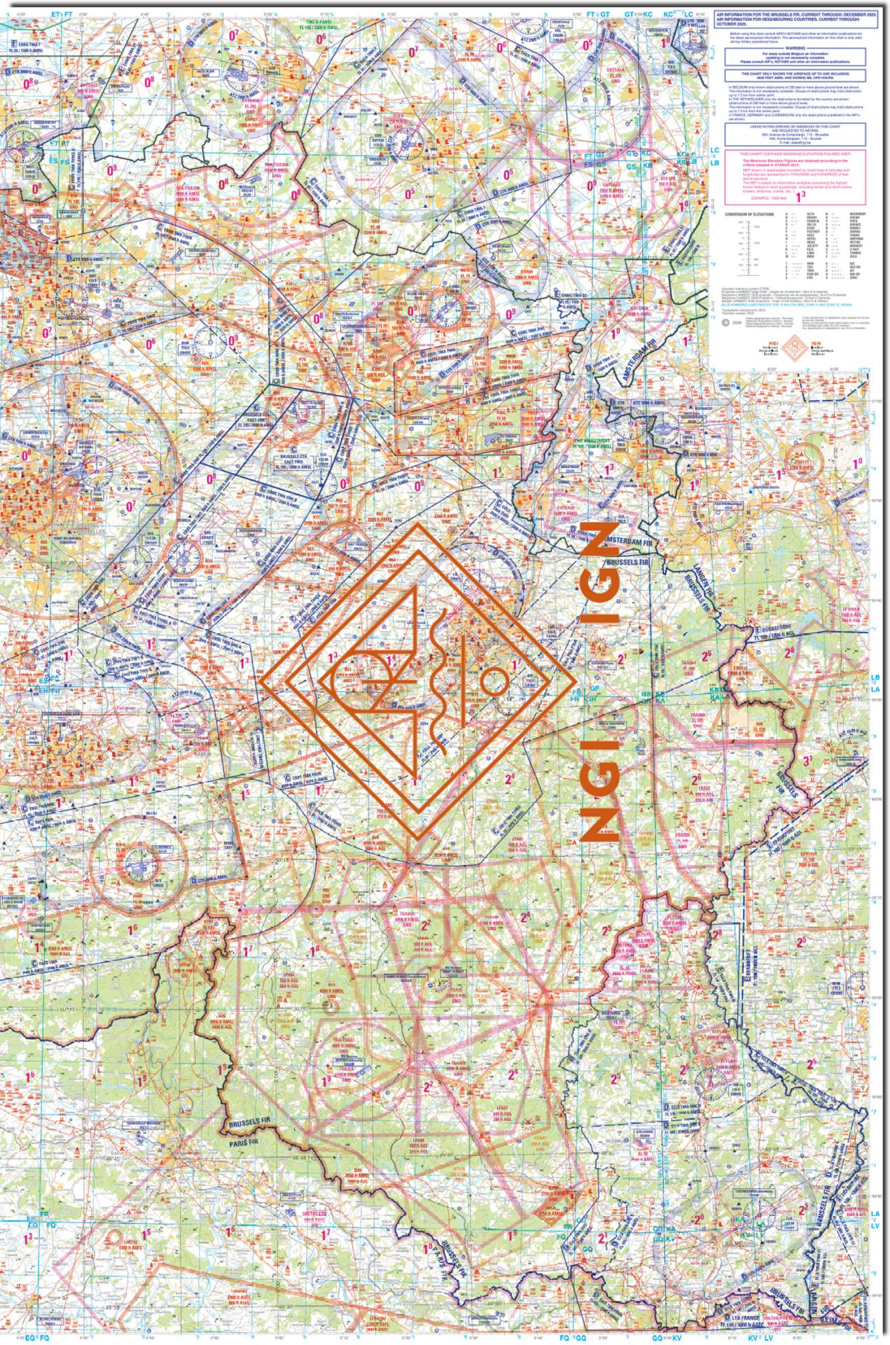 NGI Low Air VFR - chart Belgium 2026 (laminated & folded) NEW
