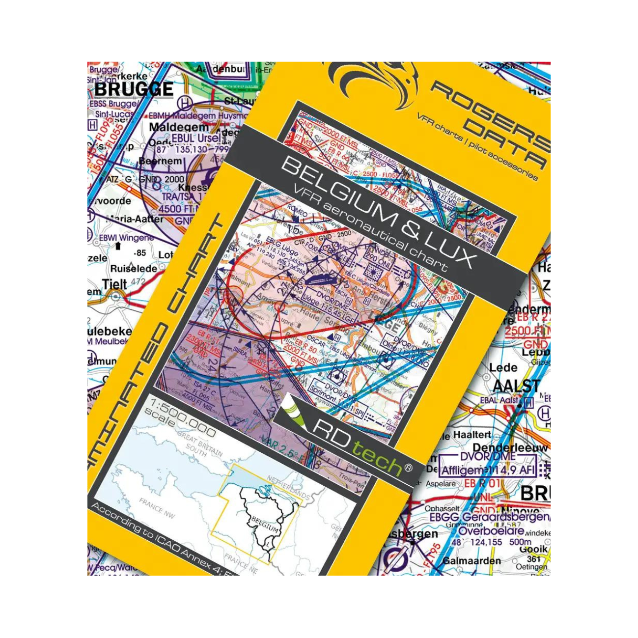 Rogers Data Belgium-Luxembourg VFR ICAO Aeronautical Chart Edition 2024