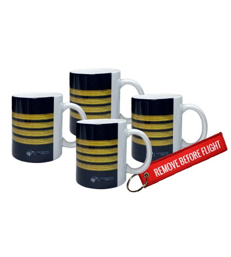 Coffee Mugs Pilot Captain Stripes (set of 4)